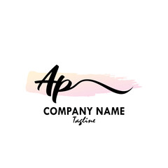 AP Watercolor Initial Logo Design Vector