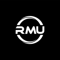 RMU letter logo design in illustration. Vector logo, calligraphy designs for logo, Poster, Invitation, etc.