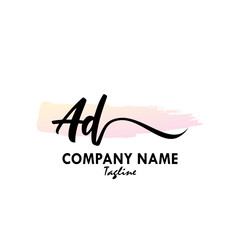 AD Watercolor Initial Logo Design Vector