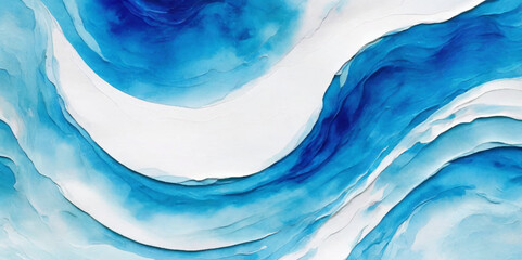 Vector ocean watercolor soft blue and white wavey curve line background. Blue water ocean sea wave seamless background.