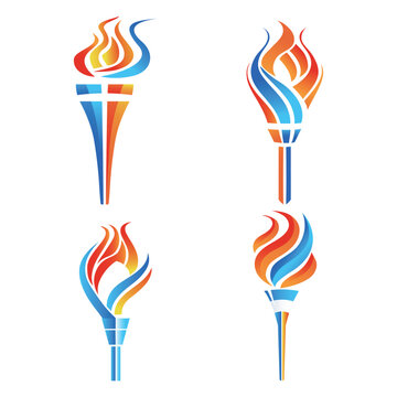 Olympic torches with fire