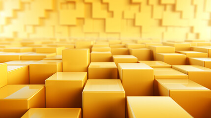 Yellow gold 3D cubes background. Copy space , Generate AI