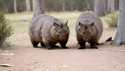 A Pair Of Wombats Playing A Game Of Hide And Seek  2