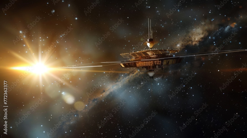 Poster artist rendering of a space station in space