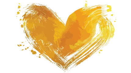 Vector golden hand drawn heart. Gold brush stroke v