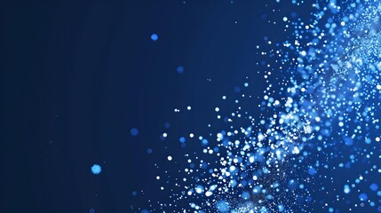Abstract Sparkling Particles Floating on Dark Blue Background. Ethereal and Futuristic Vibe for Creative Projects. AI