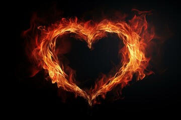 Fototapeta premium Fiery Heart flame frame simple. Beauty color. Generate Ai
