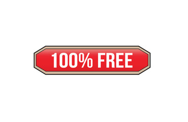 Red banner 100% free on white background.
