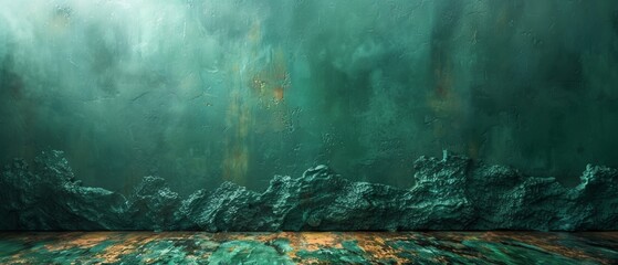 Art background in abstract style. Restoring ancient ways, nostalgia, golden touch. Oil on canvas. Modern art. Animals, green and gray, wallpaper, posters, cards, murals, carpet, hanging, print... - obrazy, fototapety, plakaty