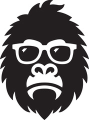 Gorilla in sunglasses. Gorilla face on white background. Cool gorilla icon.