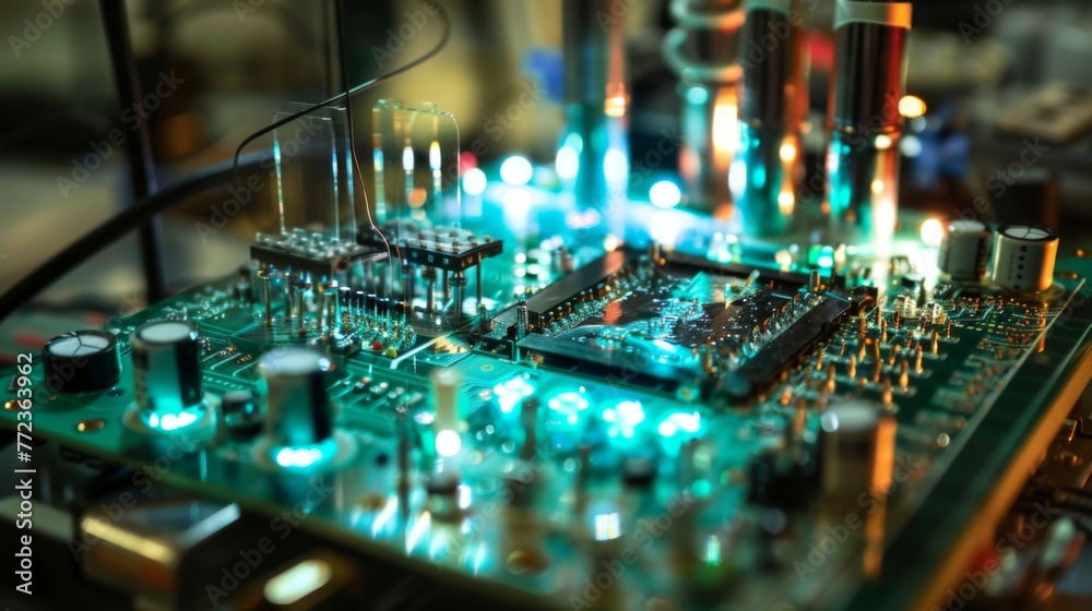 Aufkleber close-up of circuit board with many electronic components