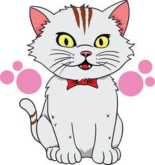 Little cat cute vector illustration