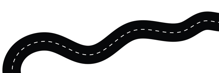 Horizontal asphalt road template. Winding road vector illustration. Seamless highway marking Isolated on white background. Seamless pattern of asphalt road. Vector illustration. Eps file 43.