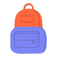 Schoolbag vector flat illustration. Children bag isolated on white background.