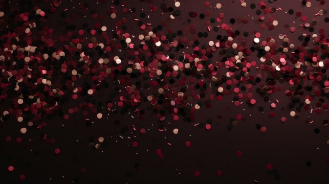 a bunch of confetti is flying in the air on a red background . High quality