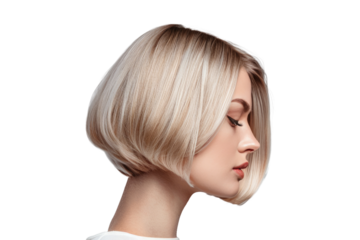 Beauty salon concept. Beautiful hair coloring woman on transparent background. Coloring Hair.