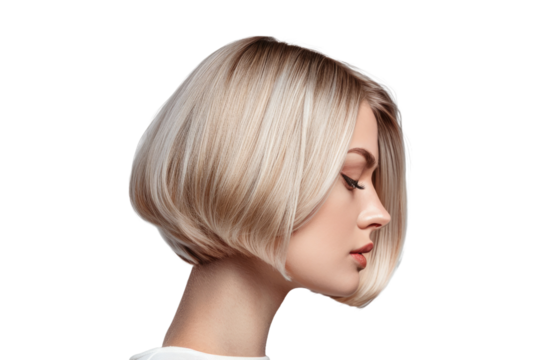 Beauty salon concept. Beautiful hair coloring woman on transparent background. Coloring Hair.