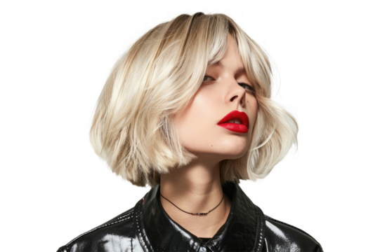 Beauty salon concept. Beautiful hair coloring woman on transparent background. Coloring Hair.