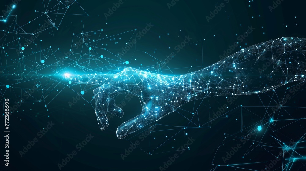 Poster Image of a hand reaching with futuristic element, representing deep learning or digital transformation
