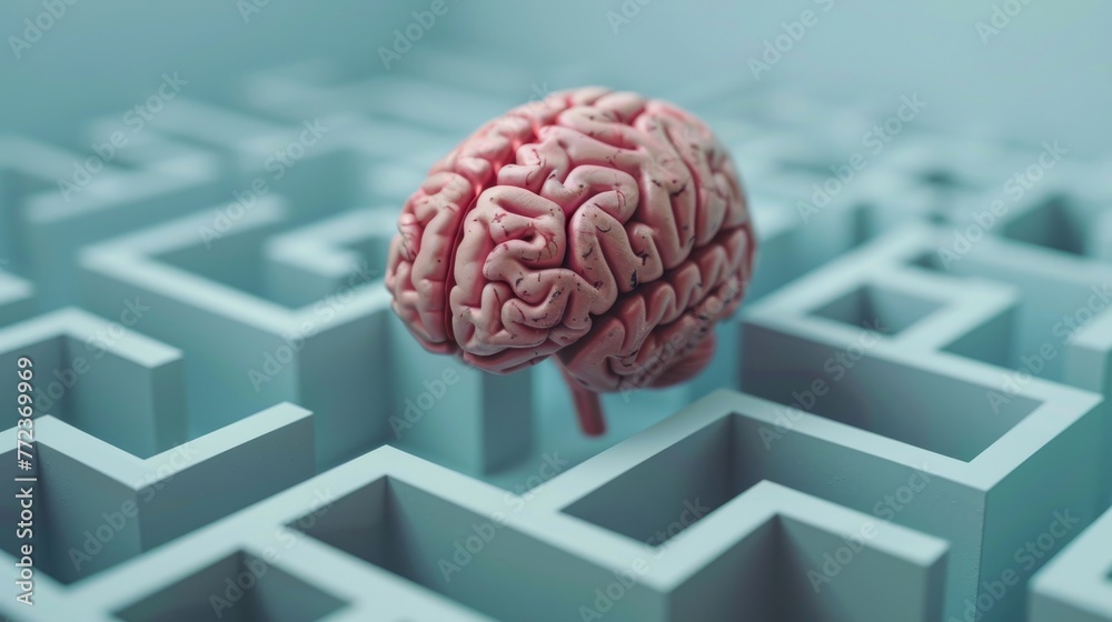 Aufkleber creative thinking concept using the shape of the human brain and the maze pattern