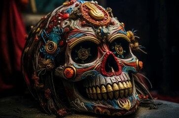 Obraz premium Chilling Skull dead day. Smiling skull. Generate Ai
