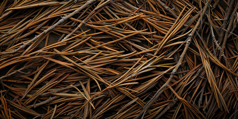 Close Up View of Pine Needles on Dark Background Texture Concept for Nature and Environment Theme