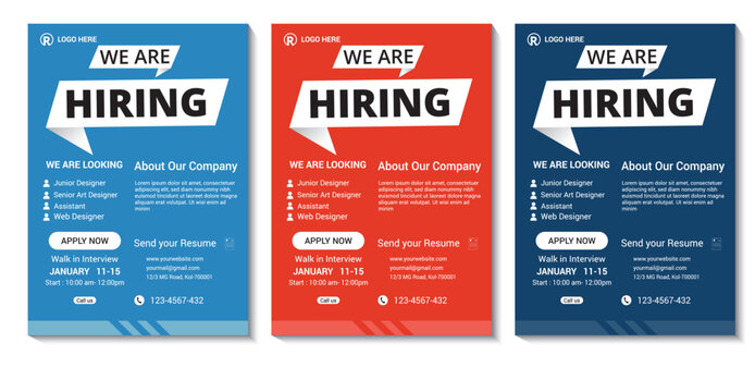 We are hiring flyer design bundle. Job Vacancy Flyer Template or We are hiring flyer template design. Job vacancy poster template design. Corporate Business flyer Design. Job offer leaflet template.