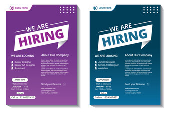 Job Vacancy Flyer Template or We are hiring flyer template design. We are hiring flyer design bundle. Job offer leaflet template. Job vacancy flyer poster template design
