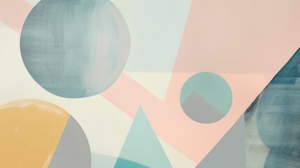 Abstract Geometric Background with Overlapping Shapes and Pastel Colors