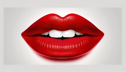 Red female lips on a plain white background , Generate Ai