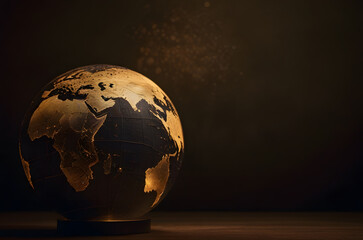globe casting a warm glow on a dark background