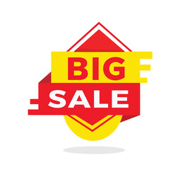 Big sale red label icon for announcement, advertising, vector. Flat design template for banner, advertising, announcement.