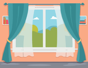 Cartoon curtain for Kids This is a vector illustration for preschool and home training for parents and teachers.