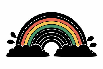 Boho rainbow in the sky black silhouette vector design.