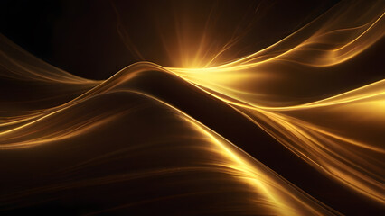 Golden waves of light flow with a silky smoothness - obrazy, fototapety, plakaty