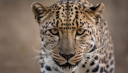 A Leopard With Its Eyes Narrowed Focused On Its T