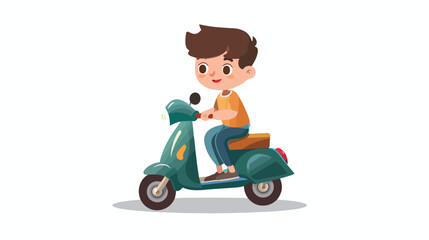 Vector illustration of an Italian boy on a scooter