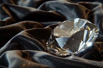 A large diamond on a beautiful dark textile background