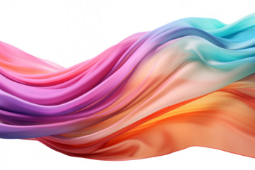 rainbow flying fabric 3d wave flow cloth wavy fabric isolated