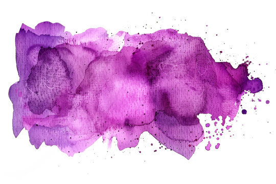purple watercolor stain isolated on white background