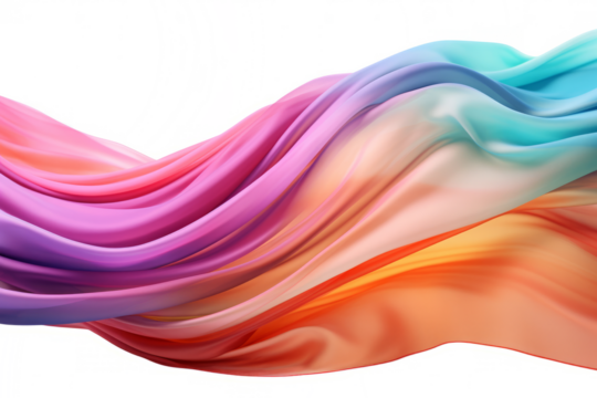 rainbow flying fabric 3d wave flow cloth wavy fabric isolated