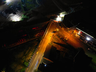 Aerial Night View of Illuminated City Centre Buildings of Birmingham Central City of England United Kingdom. March 30th, 2024