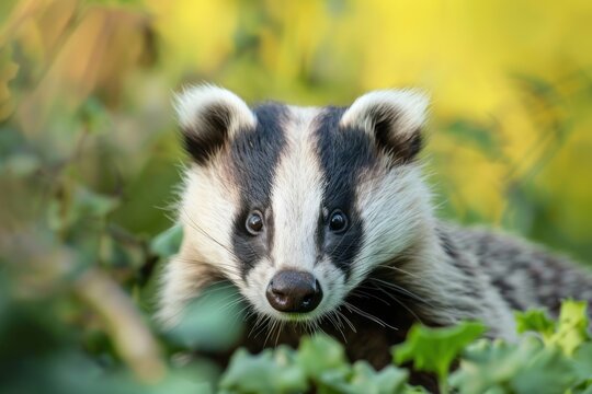 Badger on wild nature background