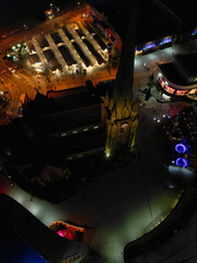 High Angle Night View of Illuminated City Centre Buildings of Birmingham Central City of England...