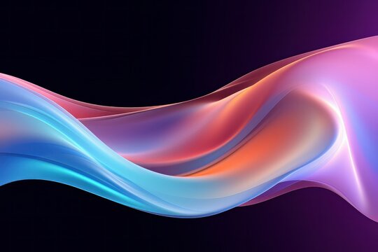 3d rendering of a multi colored flowing , abstract wavy iridescent background