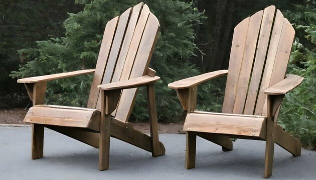 A Rustic Adirondack Chair With A Slanted Back  2