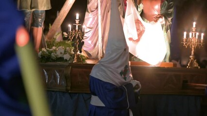 Traditional Spanish Holy Week procession. High quality 4k footage
