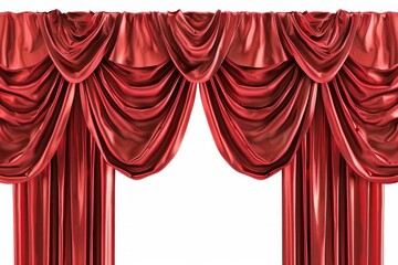 Beautiful red curtains isolated on white background