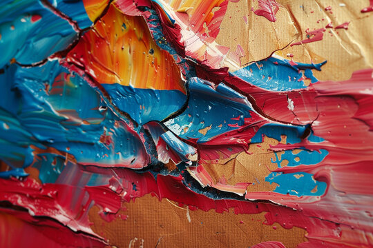vibrant background of abstract art. canvas painting with oil. A piece of art broken apart.
