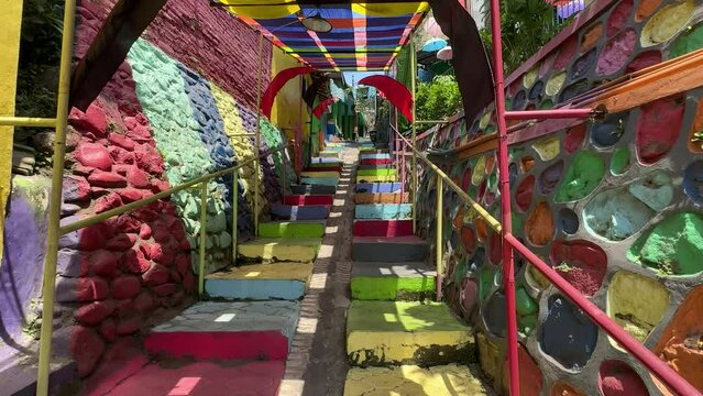 Walk through the rainbow village in Malang (Jodipan), Java, Indonesia